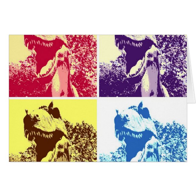 Pop Art-dinosauurs T-Rex Hälsningskort (Framsidan Horizontal)