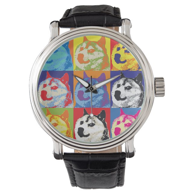 Pop Art Dogecoin Armbandsur (Framsida)