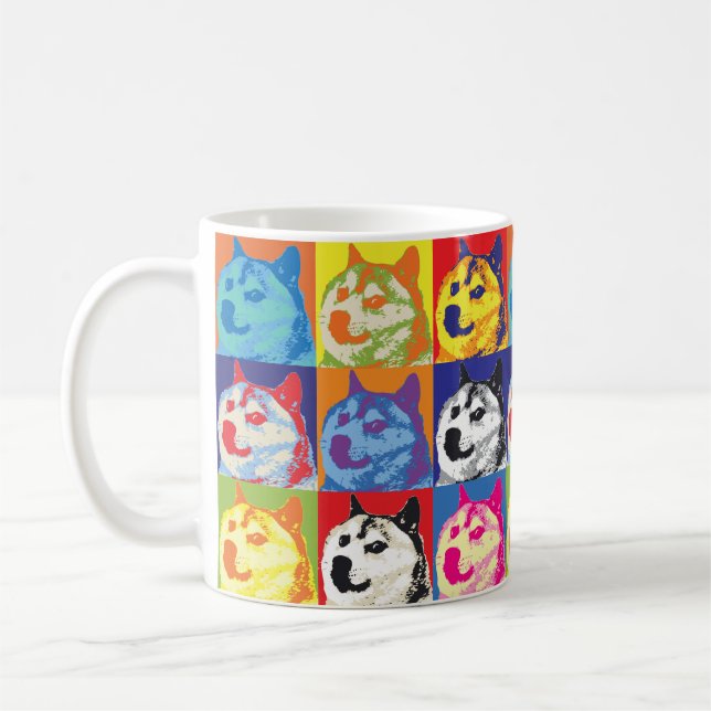 Pop Art Dogecoin Kaffemugg (Vänster)