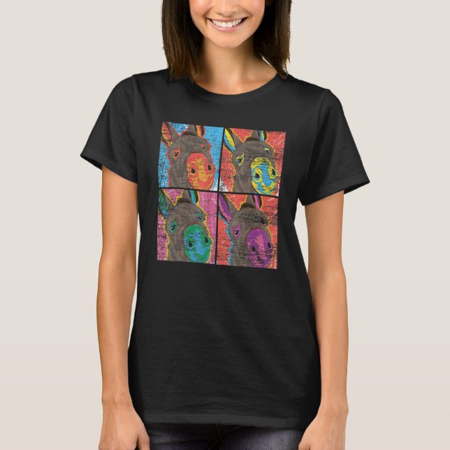 Pop Art Donkey Farm Animal Donkey T Shirt (Framsida)