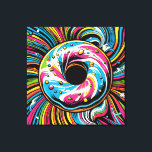 Pop Art Donut Canvastryck<br><div class="desc">Färglöst poppstdonut över Whirlpool-bakgrund</div>