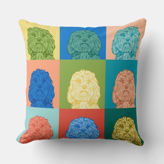 POP ART DOODLE HUND PILLOW KUDDE (Framsida)
