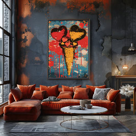 Pop Art Dulce: Helado de Corazones Fototryck