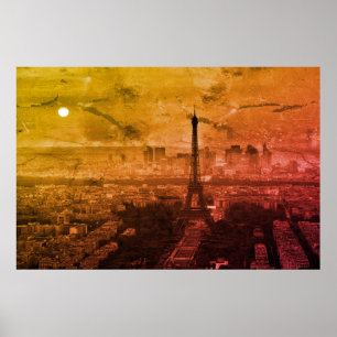 Pop Art Eiffel Torn Paris Europe Travel Poster