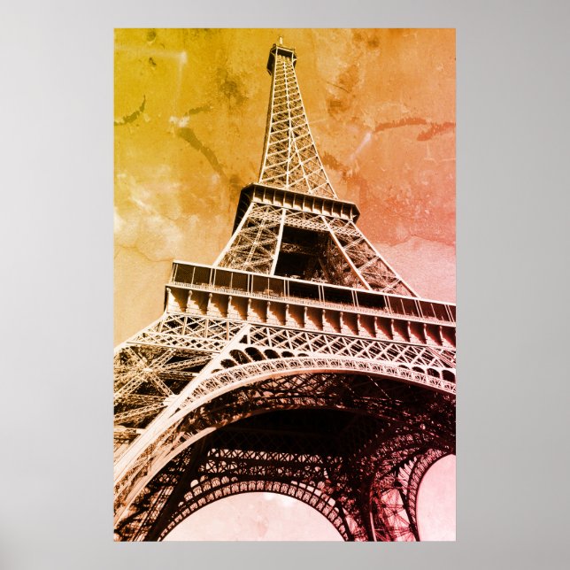 Pop Art Eiffel Torn Paris Romantik City Poster (Framsidan)
