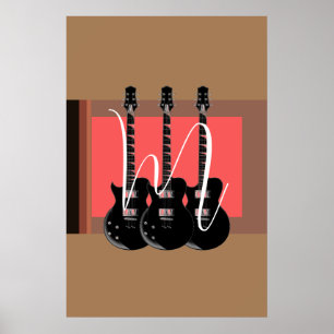 Pop Art Elektrisk Gitarr Monogram Initial Poster