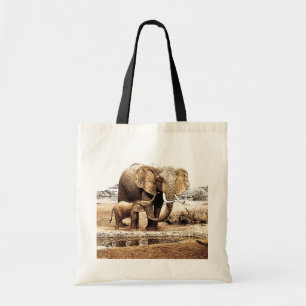 Pop Art Elephant Family Mamma Baby Tygkasse