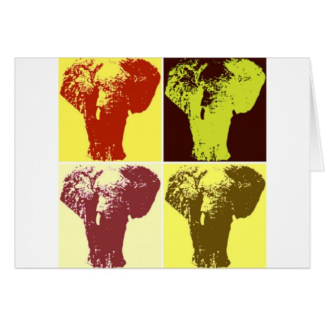 Pop Art Elephant Hälsningskort (Framsidan Horizontal)