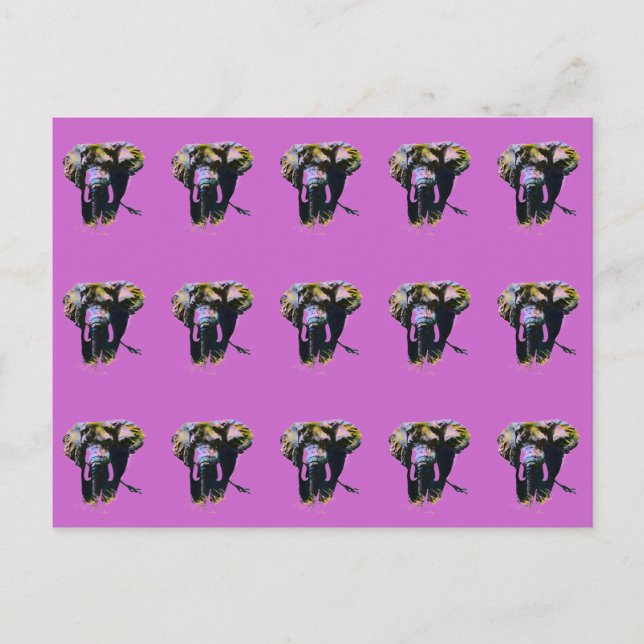 Pop Art Elephant Vykort (Framsida)