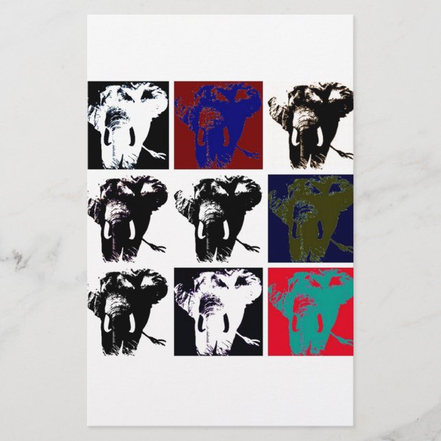 Pop Art Elephants Brevpapper (Framsida)