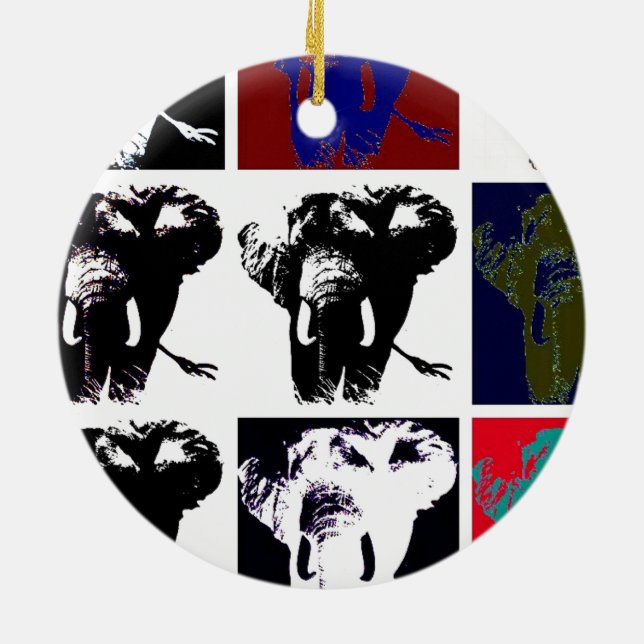 Pop Art Elephants Julgransprydnad Keramik (Baksidan)