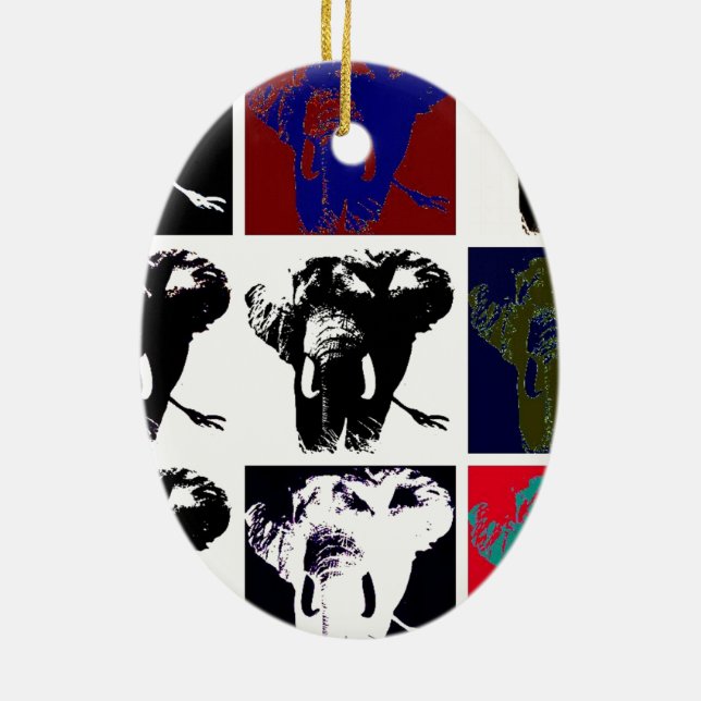 Pop Art Elephants Julgransprydnad Keramik (Baksidan)