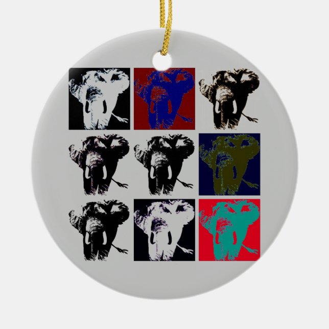 Pop Art Elephants Julgransprydnad Keramik (Framsidan)