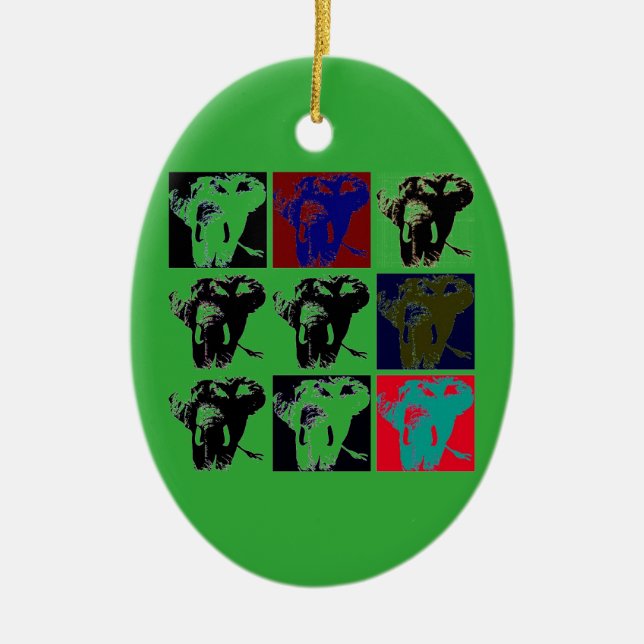Pop Art Elephants Julgransprydnad Keramik (Framsidan)