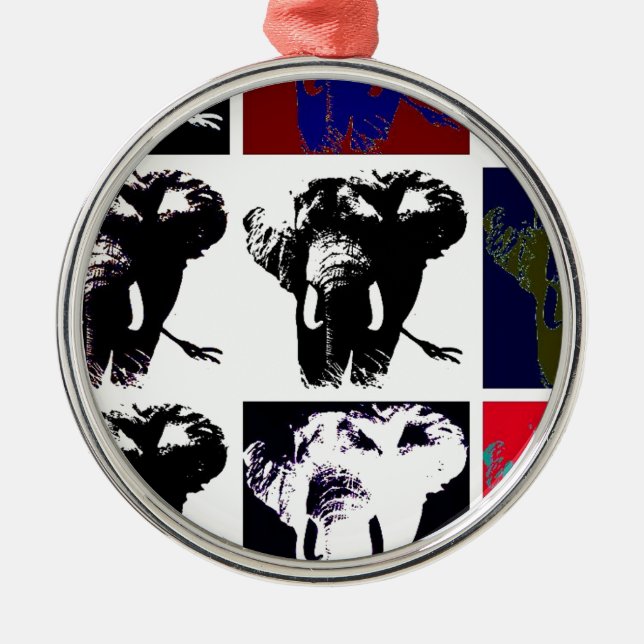 Pop Art Elephants Julgransprydnad Metall (Framsidan)