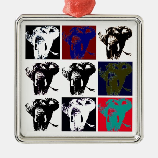 Pop Art Elephants Julgransprydnad Metall (Framsidan)