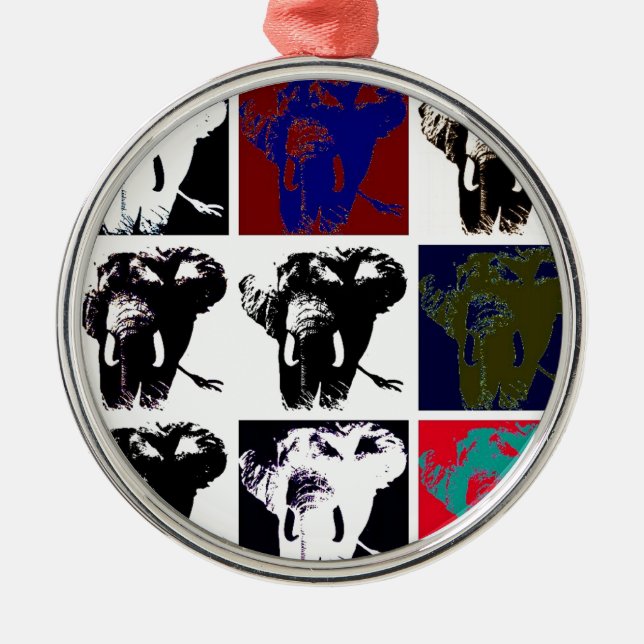 Pop Art Elephants Julgransprydnad Metall (Framsidan)