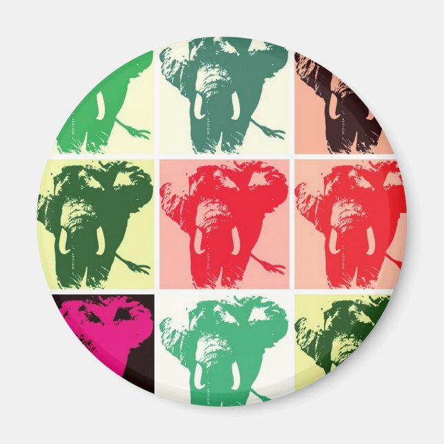 Pop Art Elephants Magnet (Framsidan)