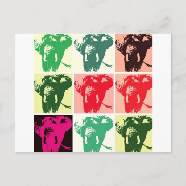 Pop Art Elephants Vykort (Framsida)