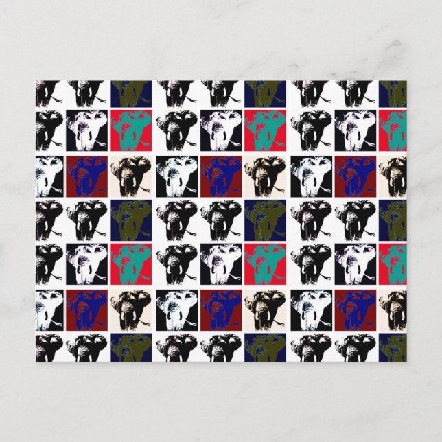 Pop Art Elephants Vykort (Framsida)