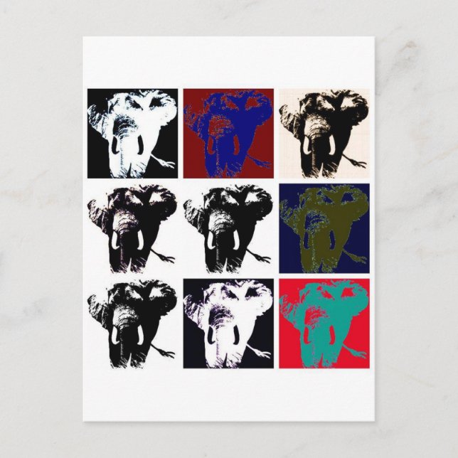 Pop Art Elephants Vykort (Framsida)
