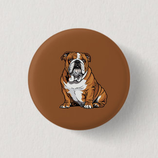 Pop Art Engelsk Bulldog Halvton Comic Knapp