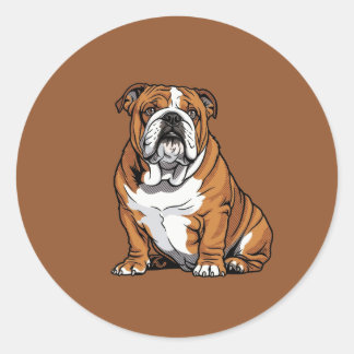Pop Art Engelsk Bulldog Halvton Comic Runt Klistermärke