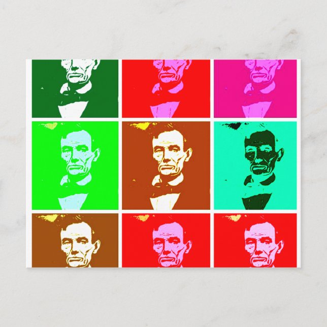 Pop Art.esque Abraham Lincoln Vykort (Framsida)