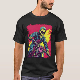 Pop Art Esqueleto Skeleton Motor Bike T Shirt