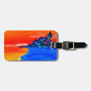 Pop Art Exotic Beach Handflatan Träd Bagagebricka