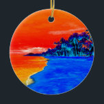 Pop Art Exotic Beach Handflatan Träd Julgransprydnad Keramik<br><div class="desc">Retro Exotic Travel Ställe-foto - Vintage Handflatan Träd och Beach Photo Artwork</div>
