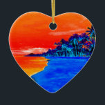 Pop Art Exotic Beach Handflatan Träd Julgransprydnad Keramik<br><div class="desc">Retro Exotic Travel Ställe-foto - Vintage Handflatan Träd och Beach Photo Artwork</div>