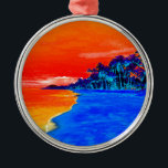 Pop Art Exotic Beach Handflatan Träd Julgransprydnad Metall<br><div class="desc">Retro Exotic Travel Ställe-foto - Vintage Handflatan Träd och Beach Photo Artwork</div>