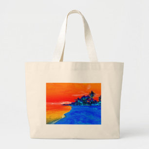 Pop Art Exotic Beach Handflatan Träd Jumbo Tygkasse