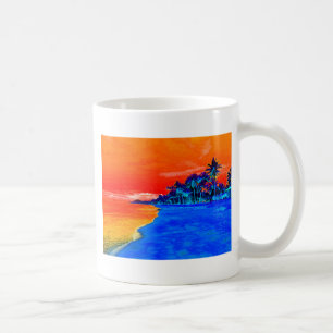 Pop Art Exotic Beach Handflatan Träd Kaffemugg