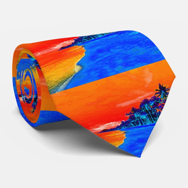 Pop Art Exotic Beach Handflatan Träd Slips (Rullad)