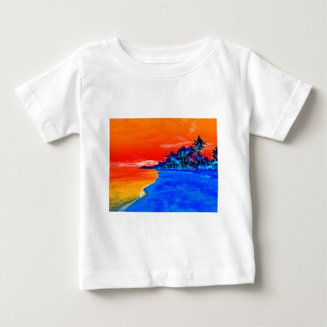 Pop Art Exotic Beach Handflatan Träd Tee Shirt (Framsida)