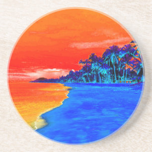 Pop Art Exotic Beach Handflatan Träd Underlägg