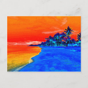 Pop Art Exotic Beach Handflatan Träd Vykort