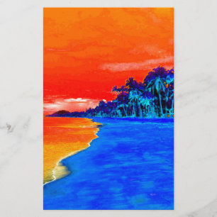 Pop Art Exotiska Strand Palmer Brevpapper