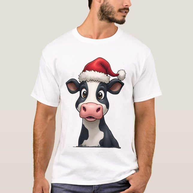 Pop Art Färgglada Ko Jul T-Shirt (2) (Framsida)