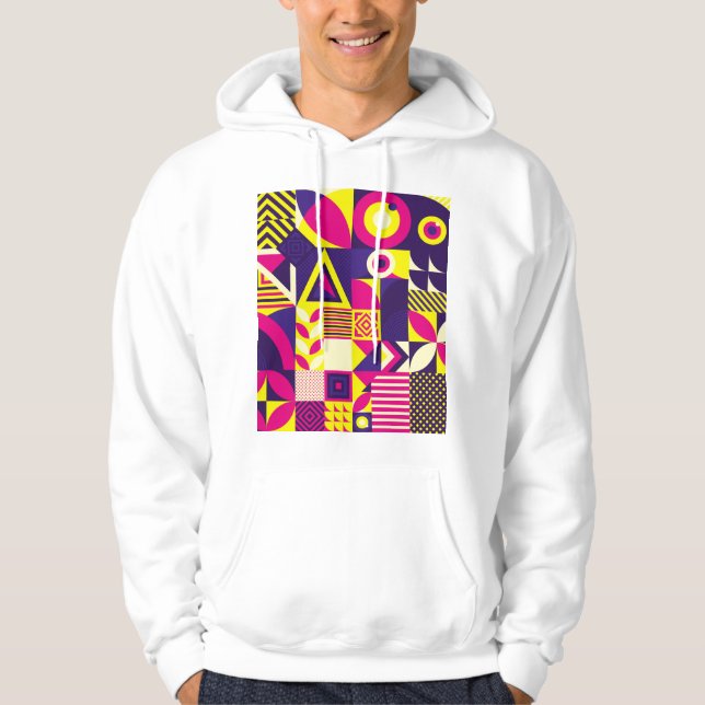 Pop art, färgstarka geometriska former. hoodie (Framsida)
