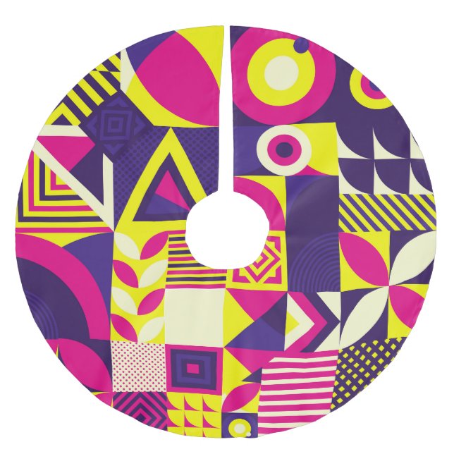 Pop art, färgstarka geometriska former. julgransmatta borstad polyester (Framsidan)