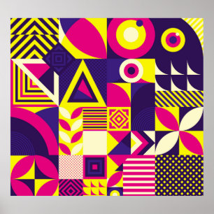 Pop art, färgstarka geometriska former. poster
