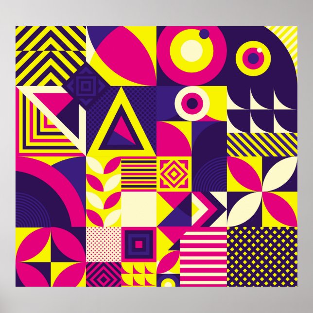 Pop art, färgstarka geometriska former. poster (Framsidan)