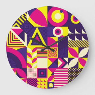 Pop art, färgstarka geometriska former. stor klocka