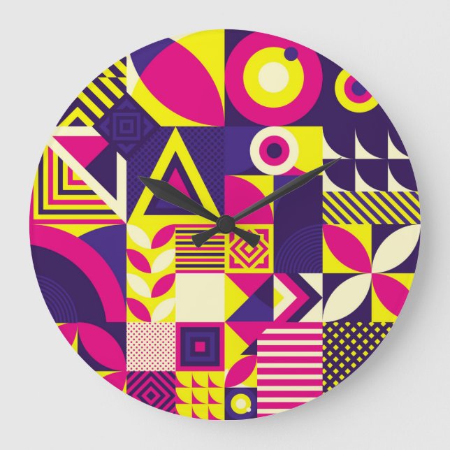 Pop art, färgstarka geometriska former. stor klocka (Framsida)