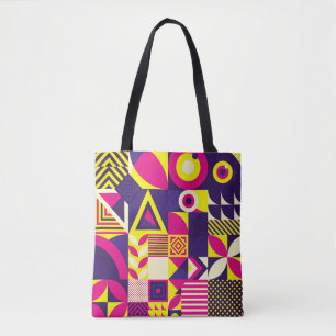 Pop art, färgstarka geometriska former. tygkasse