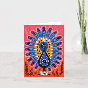 Pop Art Festival i Ljus: Diwali Peacock Helgkort