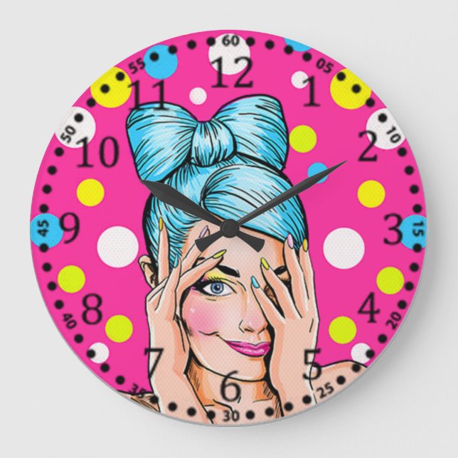 Pop Art-flicka Stor Klocka (Framsida)